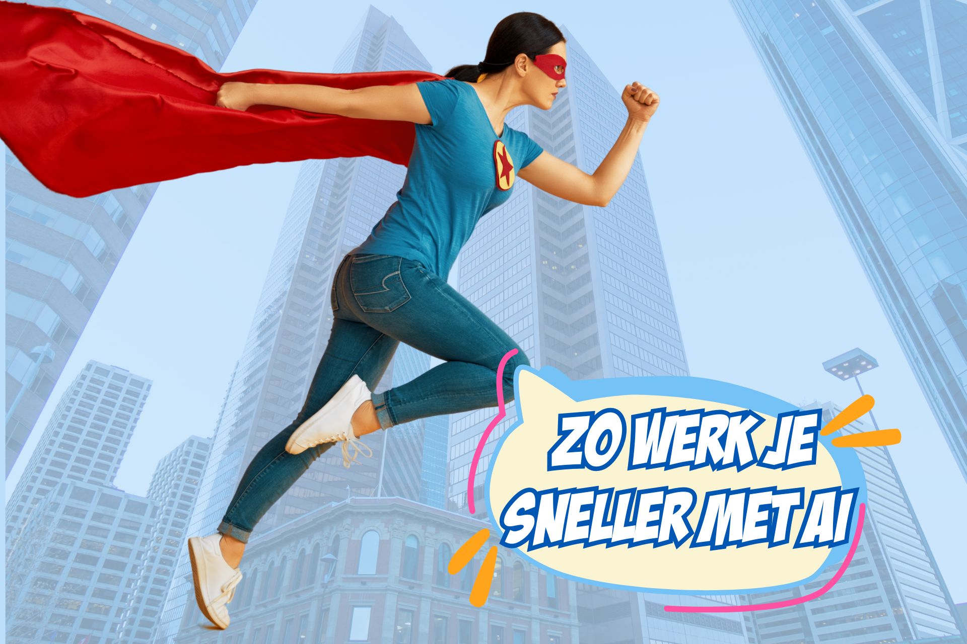 Superhero girl in a city. ChatGPT en Canva